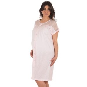 PREMAMY CAMICIA CLINICA ROSA CON RICAMO BIANCO (6XL)