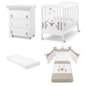 ERBESI TRIS TATO (LETTINO + BAGNETTO + PIUMONE) BIANCO/TORTORA