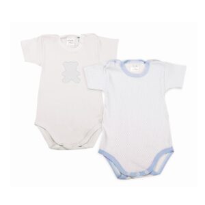 BABYVIP 2 BODY CON STAMPA ORSETTO E FANTASIA MICROPOISE AZZURRI TG 1 MESE