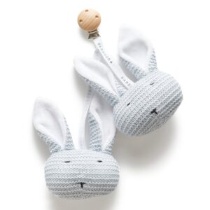 BAMBOOM GIOCHINO NEONATO CON CLIP FATTO A MAGLIA, AZZURRO