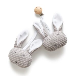 BAMBOOM GIOCHINO NEONATO CON CLIP FATTO A MAGLIA, GRIGIO CALDO