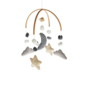 BAMBOOM GIOSTRINA CON NUVOLA, LUNA E STELLE - LAVORATO A MAGLIA - GREYTONES