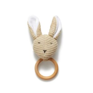 BAMBOOM MASSAGGIAGENGIVE IN LEGNO, CONIGLIETTO, LAVORATO A MAGLIA - LIGHTGOLD