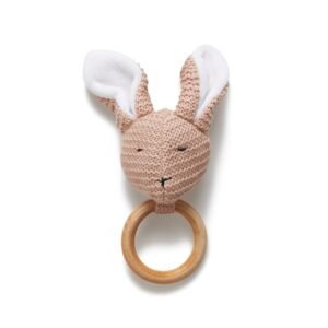BAMBOOM MASSAGGIAGENGIVE IN LEGNO, CONIGLIETTO, LAVORATO A MAGLIA - PINK