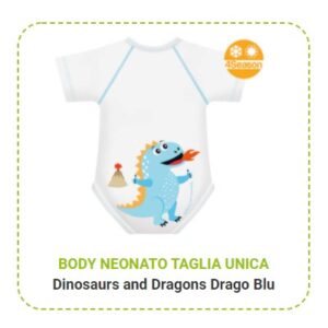JBODY 0-36M BIO COTTON 4SEASON D&D DINOSAURO BLU