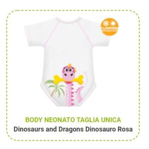 JBODY 0-36M BIO COTTON 4SEASON D&D DINOSAURO ROSA