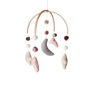 BAMBOOM GIOSTRINA CON NUVOLA, LUNA E STELLE - LAVORATO A MAGLIA - PINK