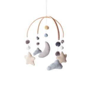BAMBOOM GIOSTRINA CON NUVOLA, LUNA E STELLE - LAVORATO A MAGLIA - LIGHT BLUE -
