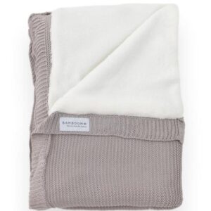 BAMBOOM COPERTA CULLA NEONATO 75X100 FATTA A MAGLIA + LATO PELUCHE, GRIGIO CALDO
