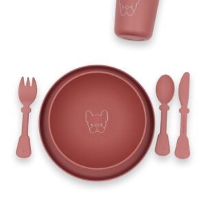 BAMBOOM SET PAPPA (PIATTO,SCODELLA,BICCHIERE,POSATE) - MATTONE CHIARO