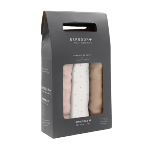 BAMBOOM SWADDLE MUSLIN MEDIUM 3 PACK 70X70 ROSES/CAMEL/ROSA