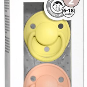 BUZZITALIA BIBS SET DI 2 CIUCCI DE LUX (6-18M) TETT.  CILIEGIA GOMMA NAT.  - SUNSHINE E PEACH SUNSET