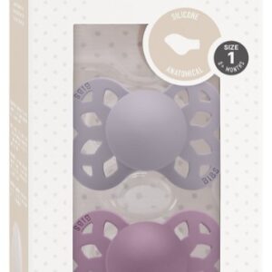 BUZZITALIA BIBS SET DI 2 CIUCCI INFINITY - TETT.  ANAT. SILICONE - FOSSIL GREY/MAUVE