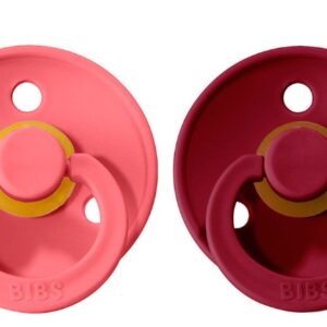 BUZZITALIA BIBS SET DI 2 CIUCCI DE LUX (0-6M) - TETT.  CILIEGIA GOMMA NAT. - CORALLO E RUBY