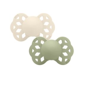 BUZZITALIA BIBS SET DI 2 CIUCCI INFINITY - TETT.  ANAT. SILICONE - AVORIO/SALVIA