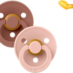 BUZZITALIA BIBS SET DI 2 CIUCCI - WOODCHUCK E ROSA CIPRIA - TETT. SIMM. IN GOMMA NAT. SIZE 1