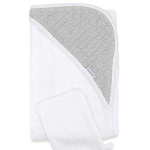 BAMBOOM ASCIUGAMANO CON CAPPUCCIO + GUANTO HONEY - PEARL GREY