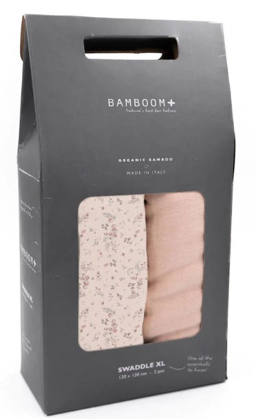 BAMBOOM SWADDLE MUSLIN XL 120X120 2PACK FIORI/ROSA