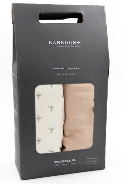BAMBOOM SWADDLE MUSLIN XL 120X120 2PACK LILY/SAND
