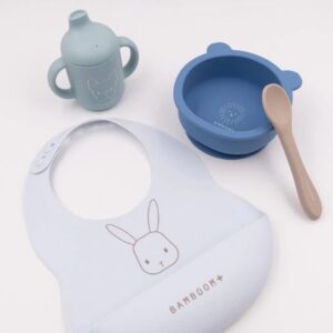 BAMBOOM SET PAPPA BABY SET (SDODELLA. BICCH. BECCUCCIO, BAVAGL. CUCCHIAIO) BLU