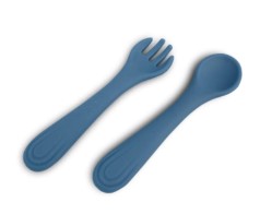MIZU SET CUCCHIAIO E FORCHETTA IN SILICONE BLU