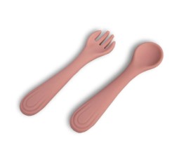 MIZU SET CUCCHIAIO E FORCHETTA IN SILICONE  ROSA