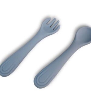MIZU TAIKI  SET CUCCHIAIO E FORCHETTA IN SILICONE - CIELO