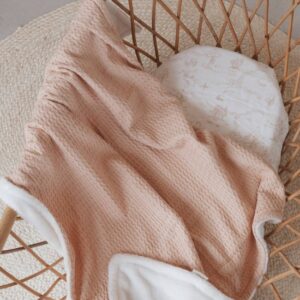 BAMBOOM COPERTA CULLA 100X75 - GOFFRATO, IN BAMB ORGANICO + SPUGNA PELUCHE - NUDE PINK