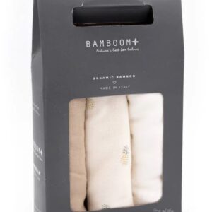 BAMBOOM SWADDLE MUSLIN MEDIUM MULTI-USO 70X70CM 3-PACK - TROPICAL / OFFWHITE / CAMEL