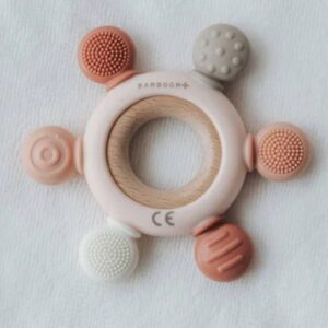 BAMBOOM MASSAGGIAGENGIVE LEGNO & SILICONE TIMONE - PINK