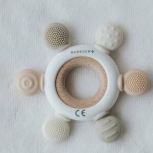 BAMBOOM MASSAGGIAGENGIVE LEGNO & SILICONE TIMONE PANNA