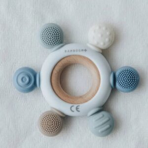 BAMBOOM MASSAGGIAGENGIVE LEGNO & SILICONE TIMONE - BLU